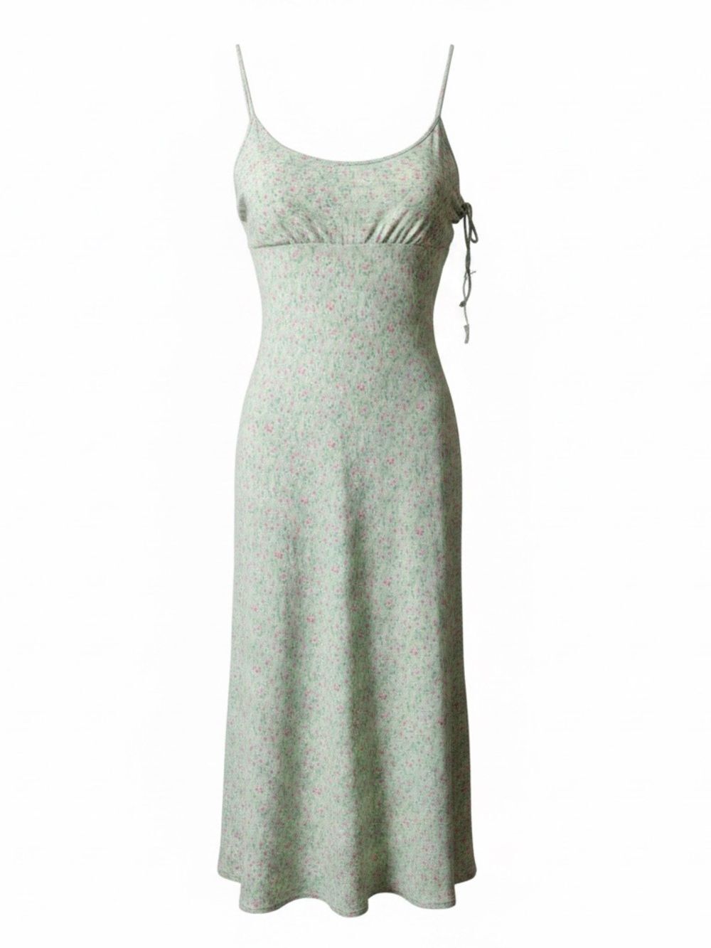 NWT VTG Lauren Ralph Lauren 100% Silk Light Green Floral Slip Dress 14